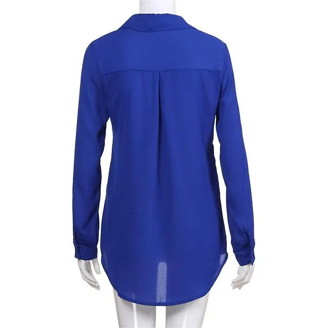 Women's Blouse Shirt Plain Shirt Collar Business Basic Elegant Tops Blue Yellow Gray