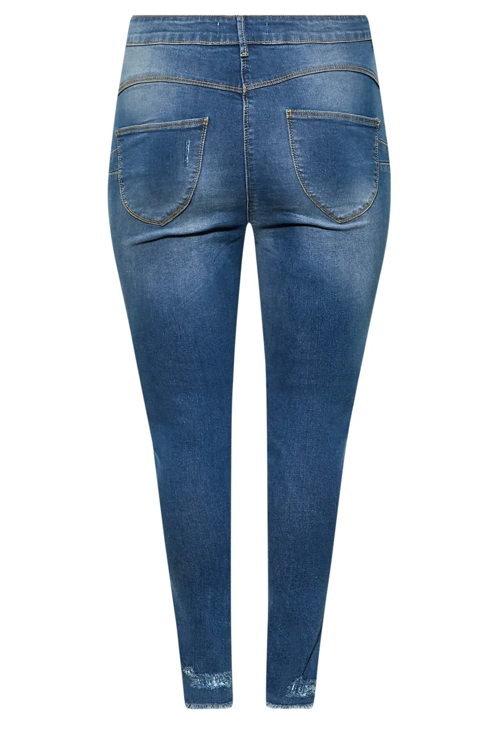YOURS Curve Blue Distressed AVA Lift and Shape Stretch Skinny Jeans