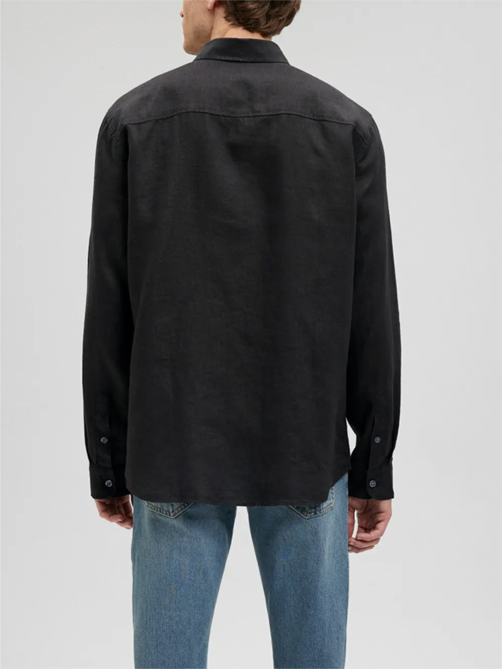 Black Long - Sleeve Button - Up Shirt