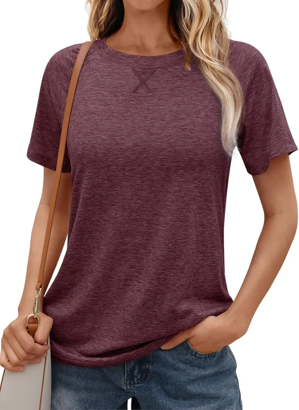 AUTOMET T Shirts Short Sleeve Crewneck Tees for Women Trendy Lightweight Soft Casual Summer Tops Clothes 2024