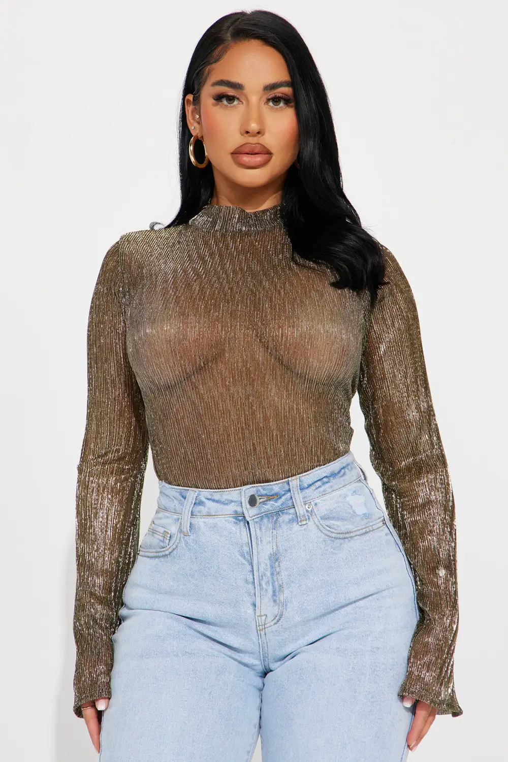 Night Out With You Bodysuit - Gold