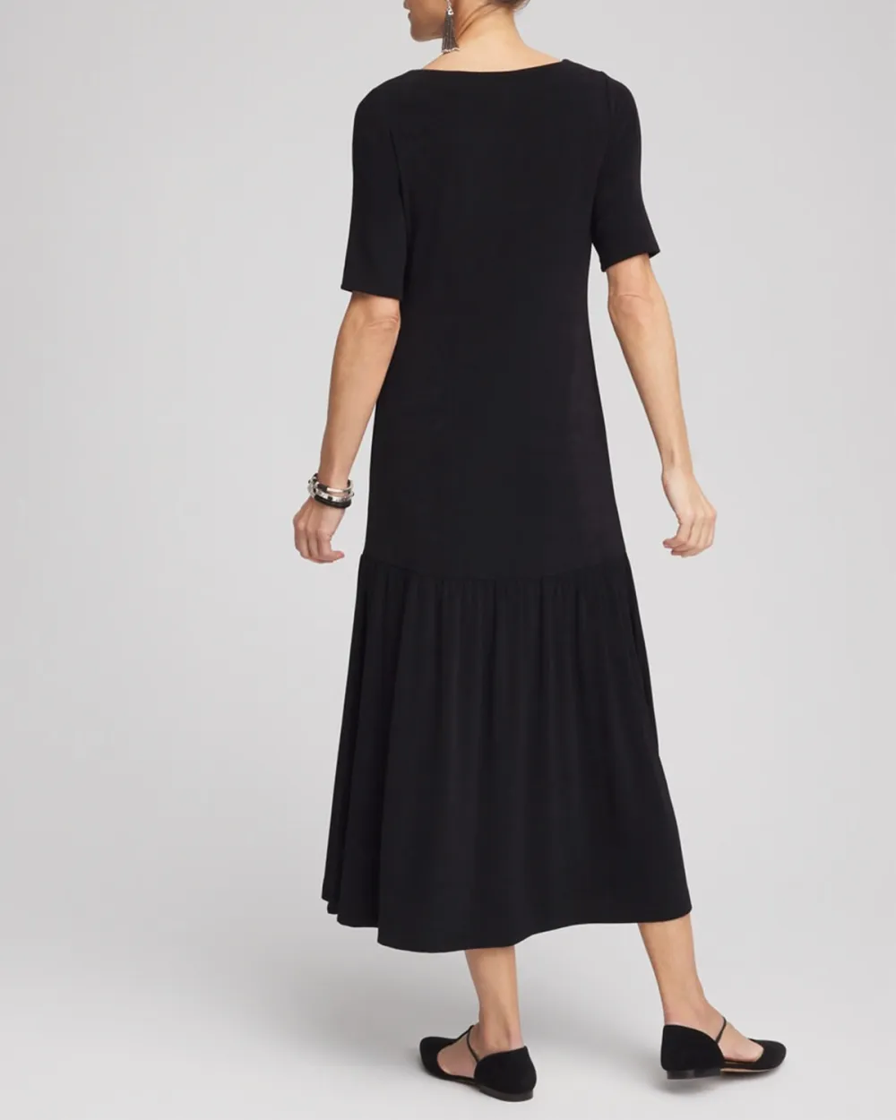 Drop Waist Tiered Midi Dress