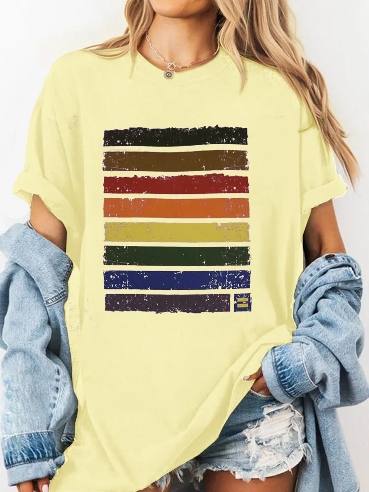 Pure Cotton Round-Neck Short-Sleeved Shirt Rainbow Pride T-Shirt