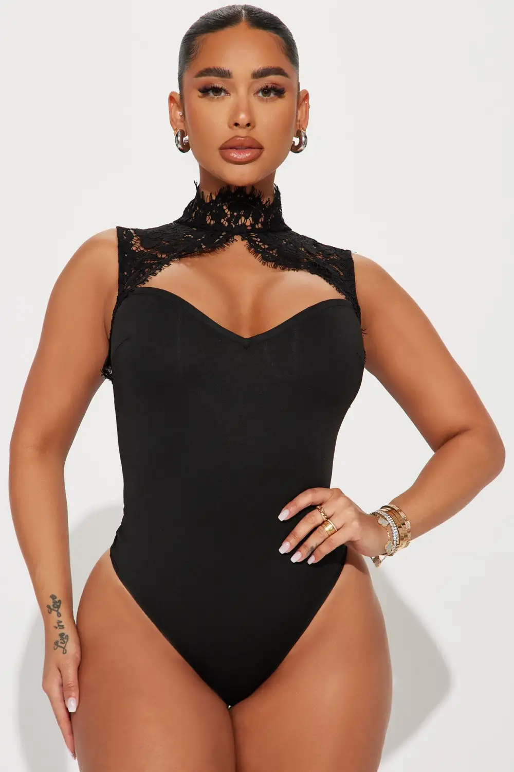 Sweetest Love Lace Bodysuit - Black