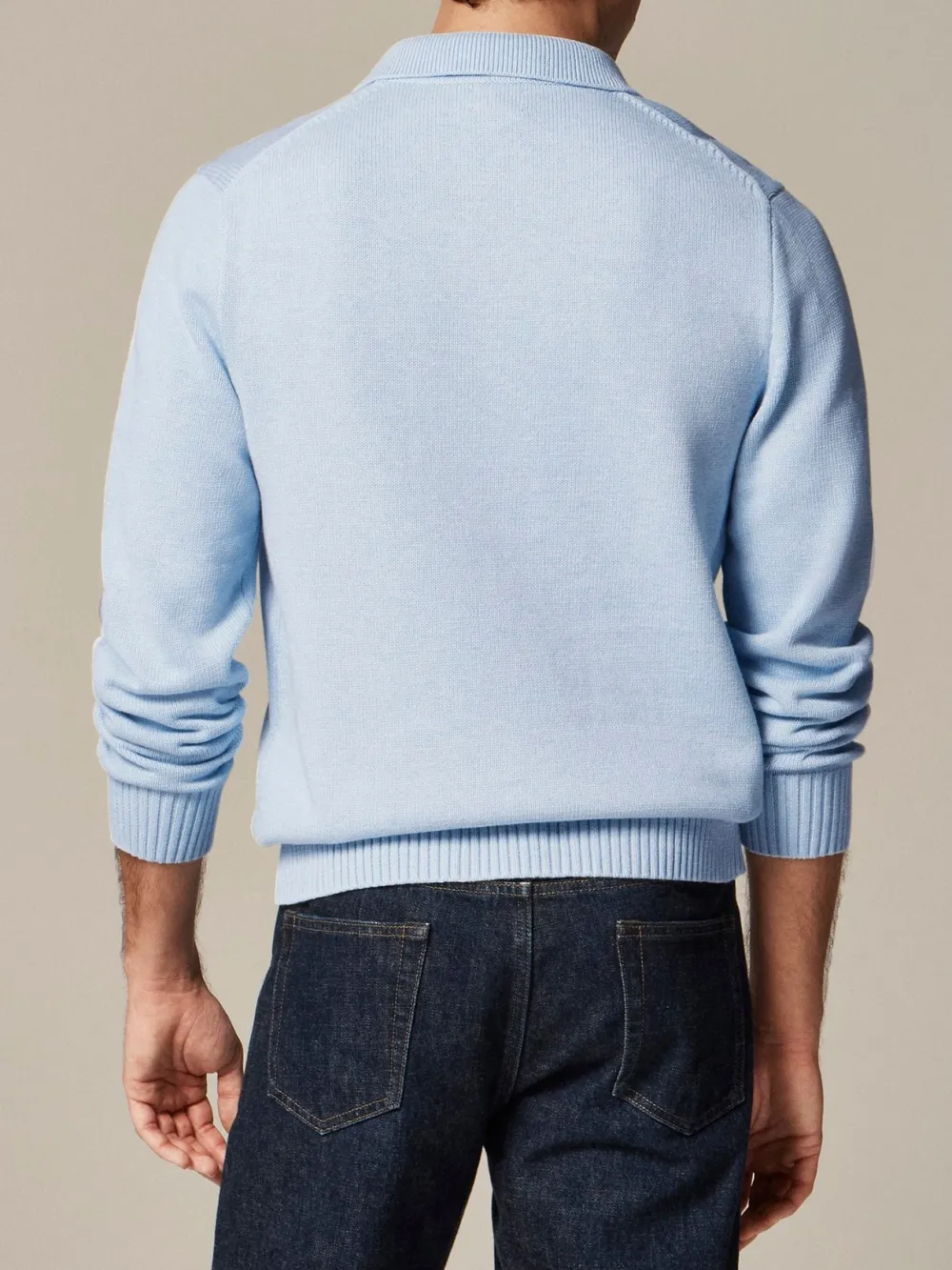 Light Blue Long Sleeve Polo Style Knit Sweater