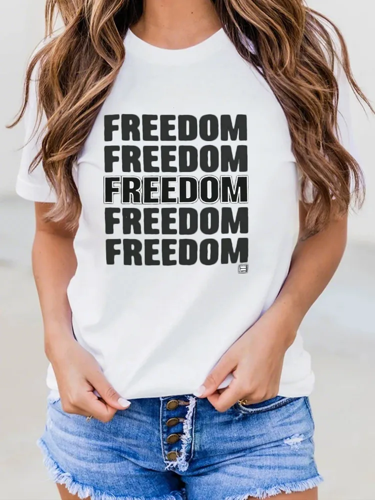 Freedom T-Shirt Pure Cotton Round-Neck Short-Sleeved Top