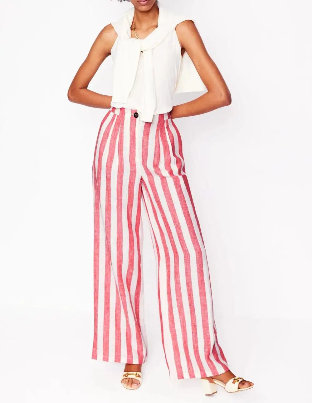 Strawberry Tart Red Stripe Linen Pants