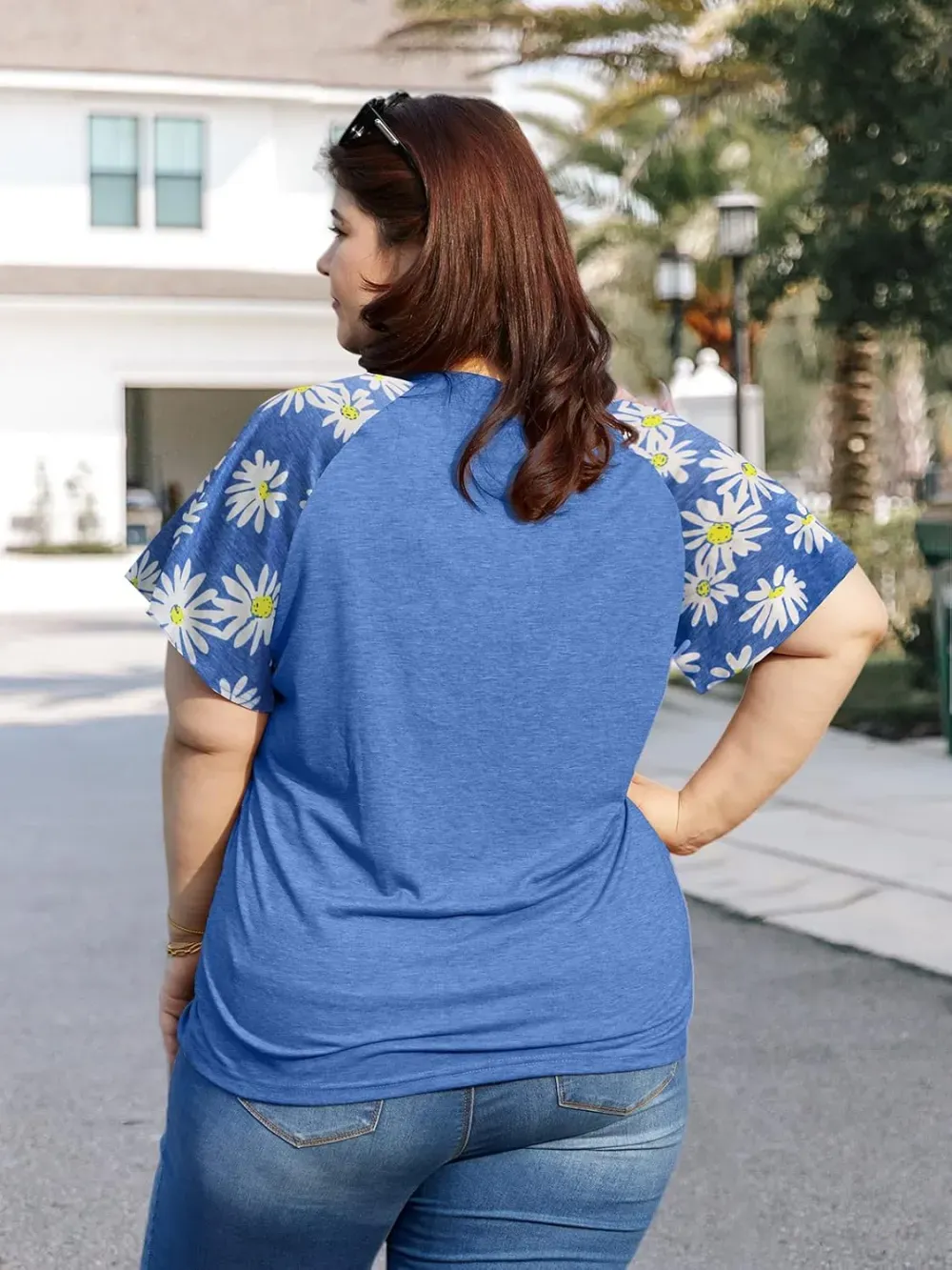 HDLTE Womens Plus Size Tops Floral Bell Sleeves Blouses Summer Crewneck Tunic Loose Casual T Shirts