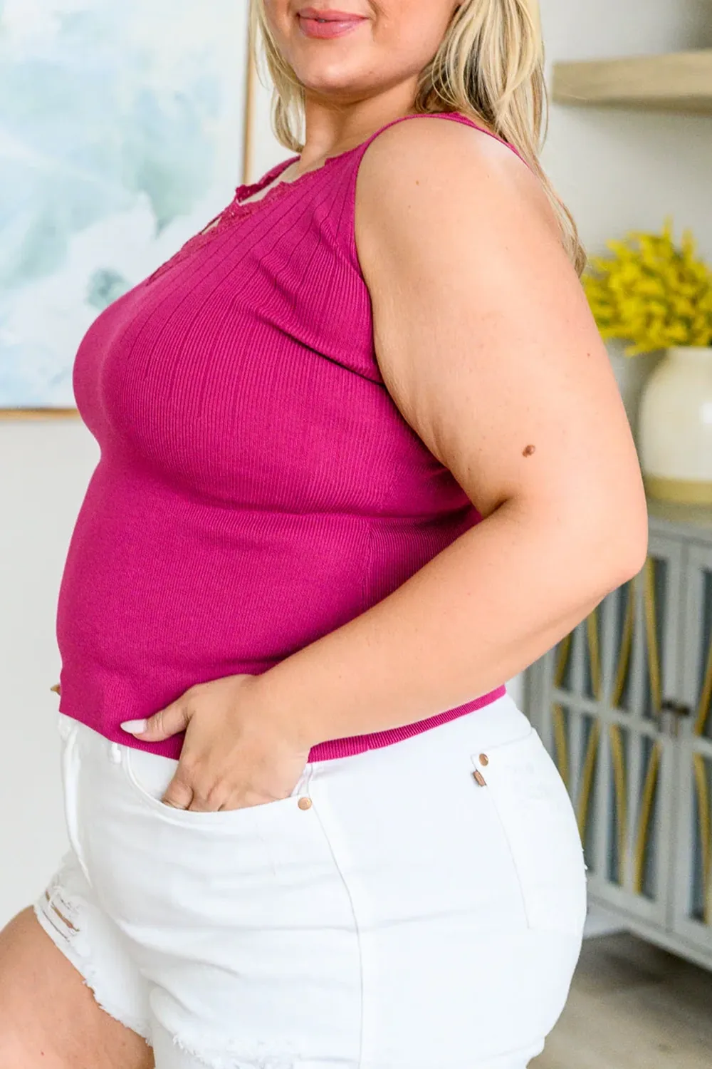 Versatile Daily Slim-Fit Magenta Tank Tops