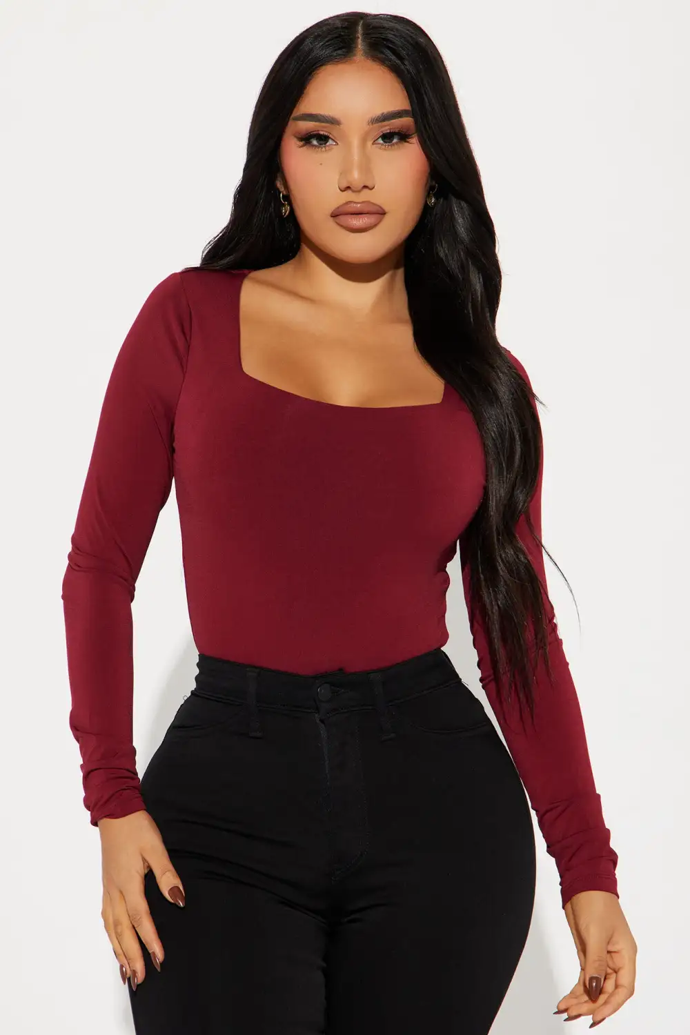 Sydney Square Neck Bodysuit - Wine