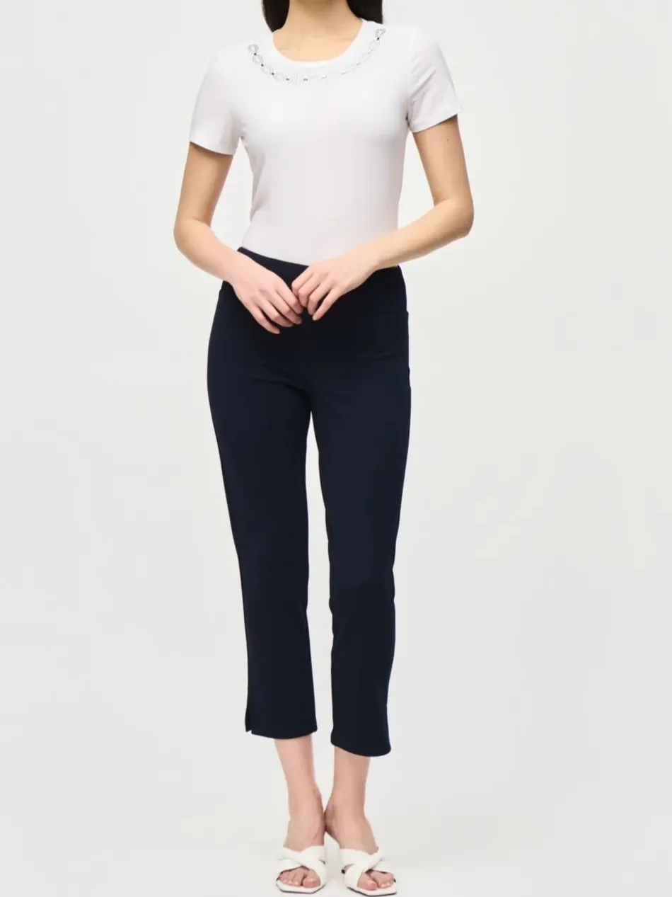 White Embellished Neckline T - Shirt