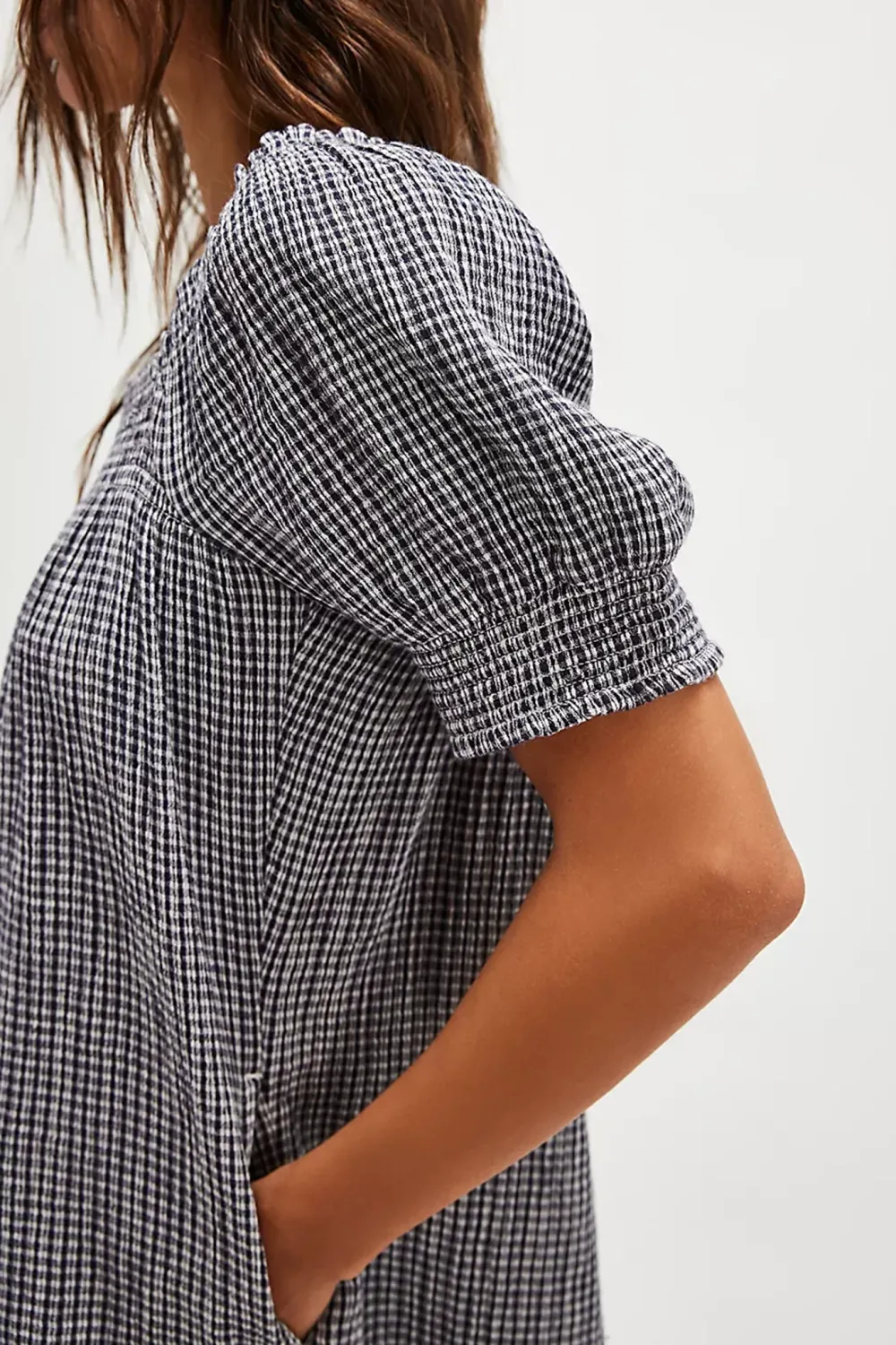 Plaid Square Neck Mini Dress