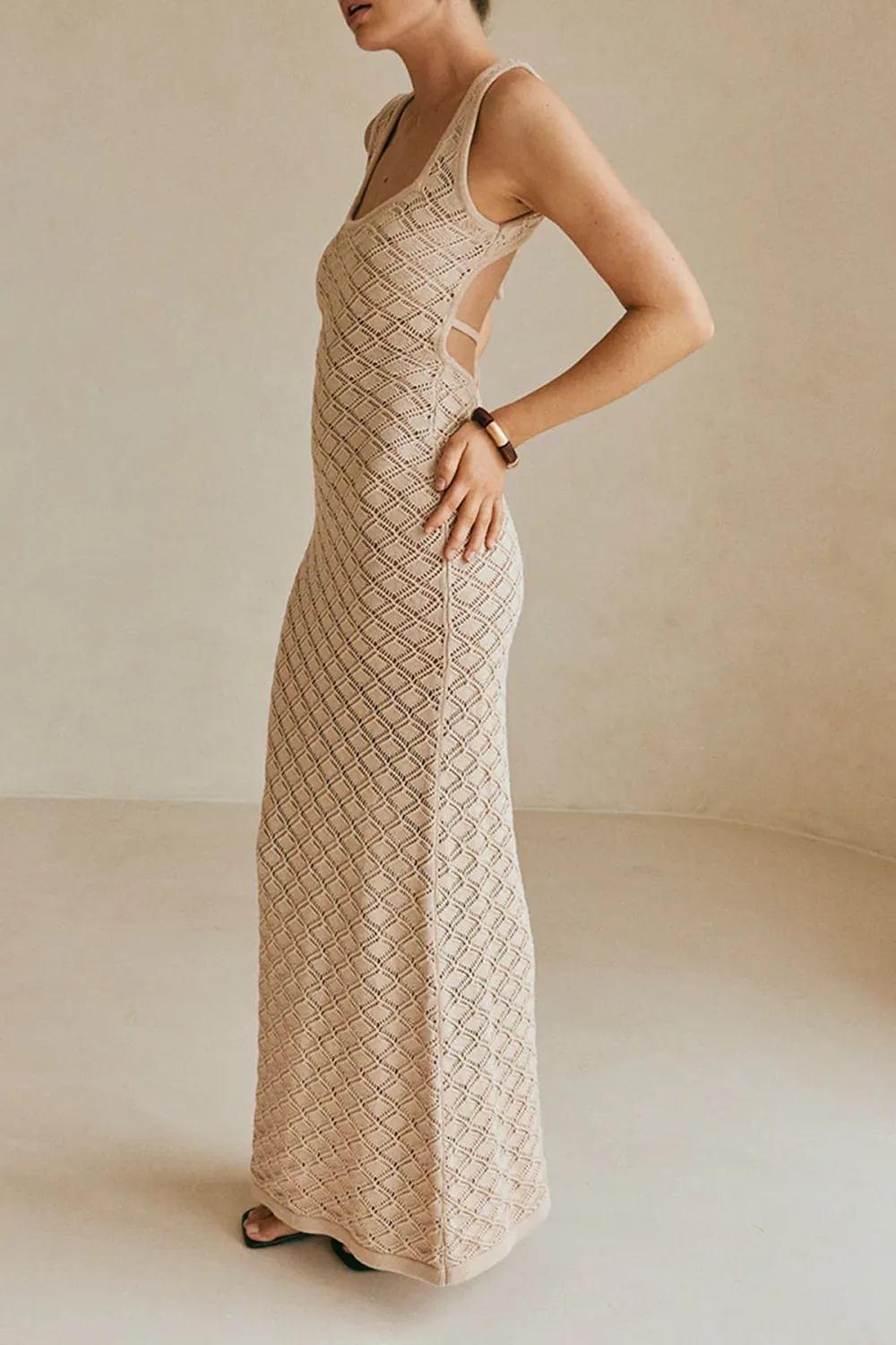 Textured Sleeveless Maxi Dress