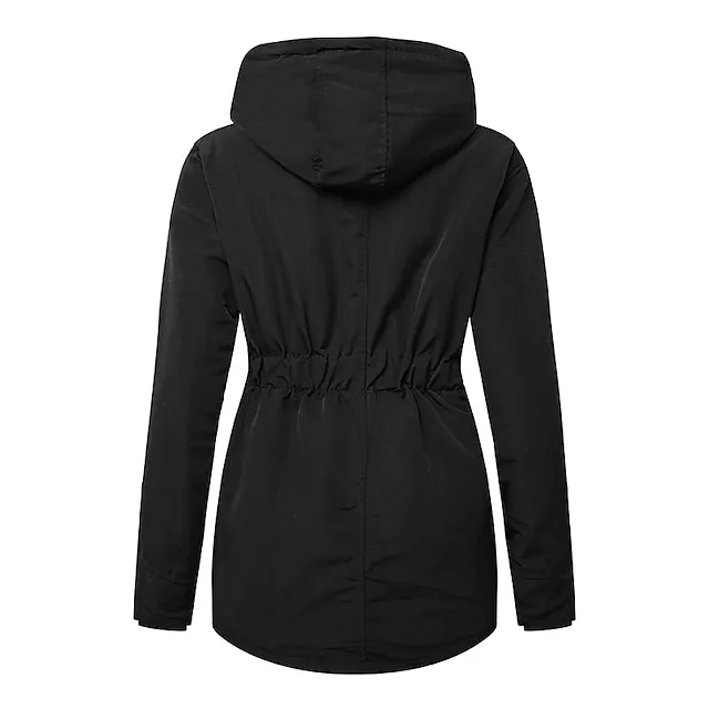 Women's Parka Street Fall Winter Puffer Jacket Long Coat Windproof Warm 3 in 1 Loose Casual Sports Jacket Long Sleeve Solid Color Zipper Purple Blushing Pink Waterpoof Daily Wear Down Parkas  Lined