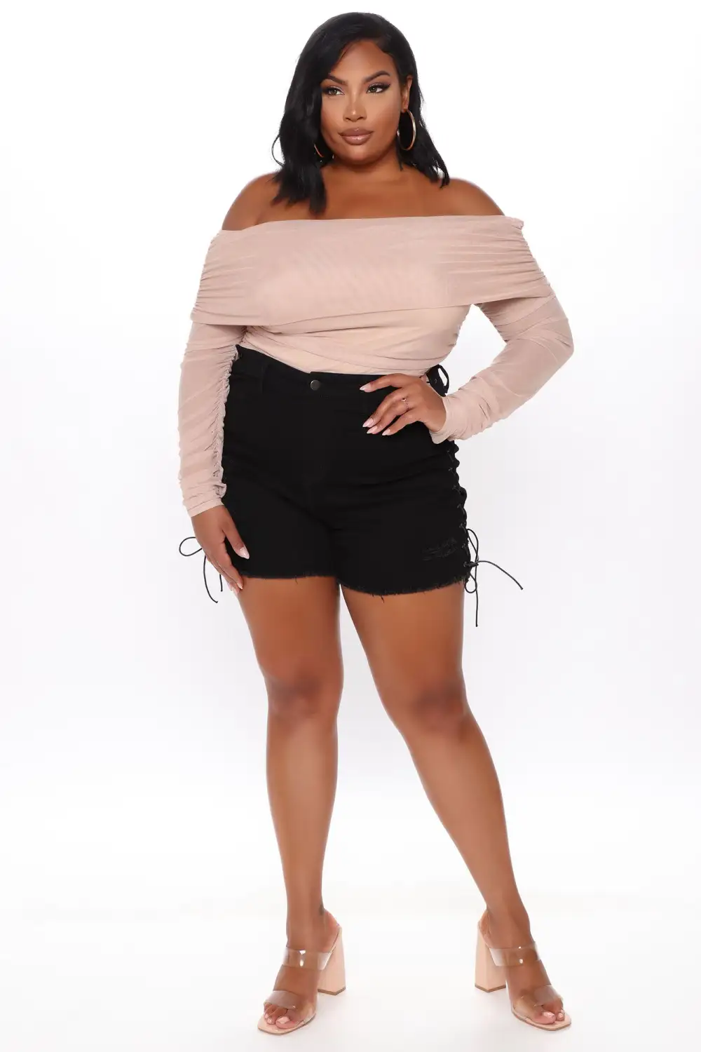 Keep Me Sassy Ruched Bodysuit - Taupe