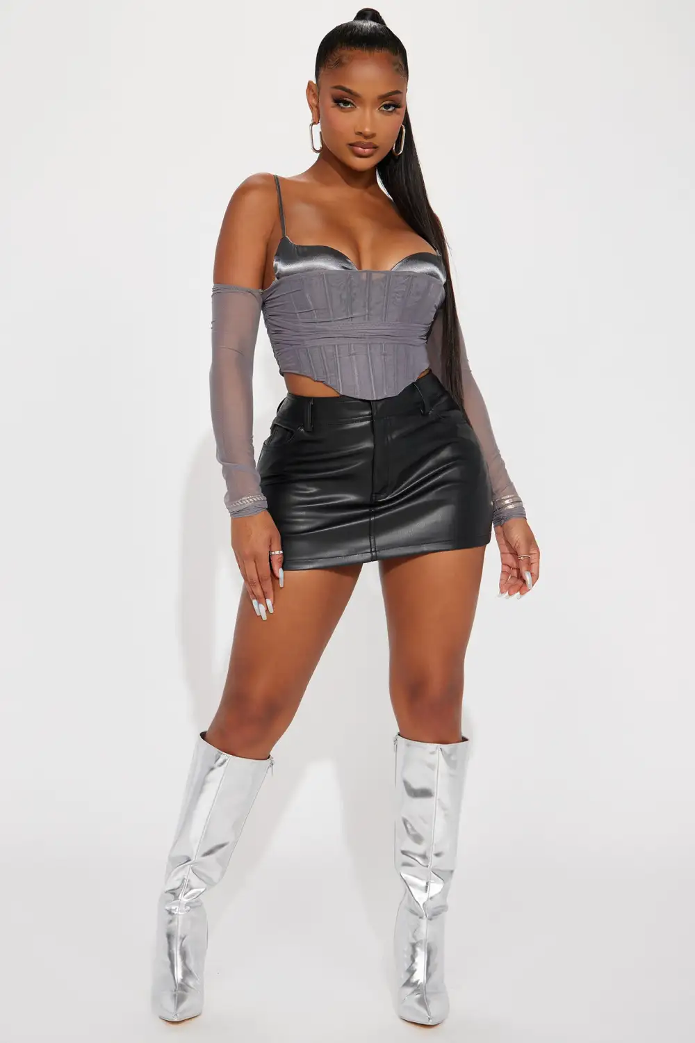 Emma Mesh Corset - Grey