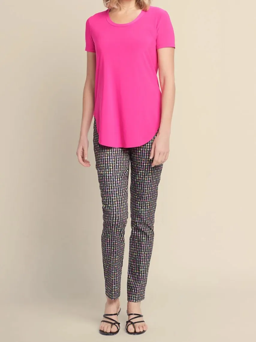 Navy Blue Curved - Hem Short - Sleeve Top