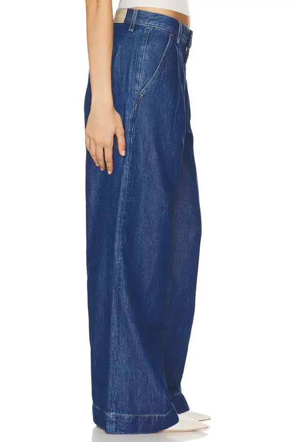 Classic Blue High-Waisted Denim Trousers