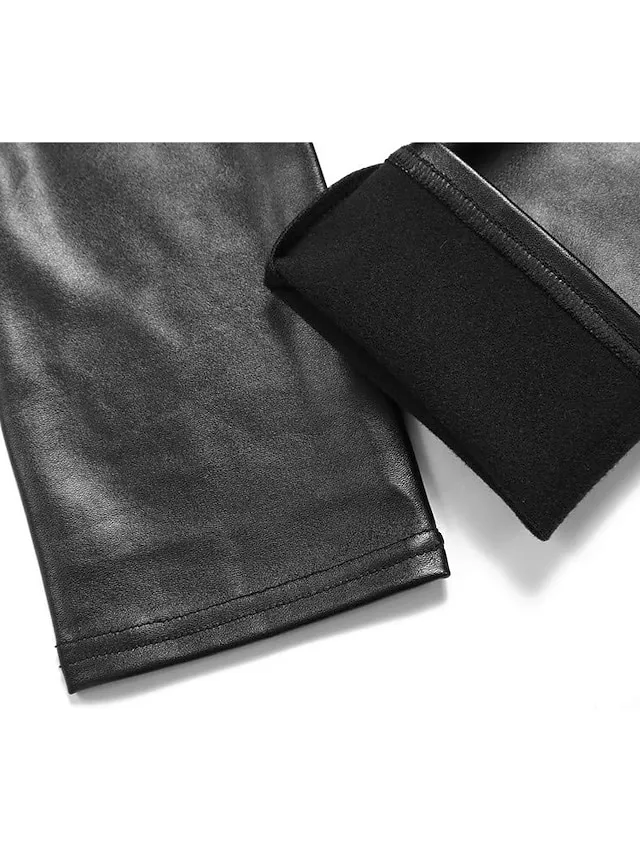 Women's Skinny Tights Leggings Ankle-Length PU Artificial Leather Stretchy High Waist Simple Classic Style Party Club Black Wine S M Winter Spring &  Fall