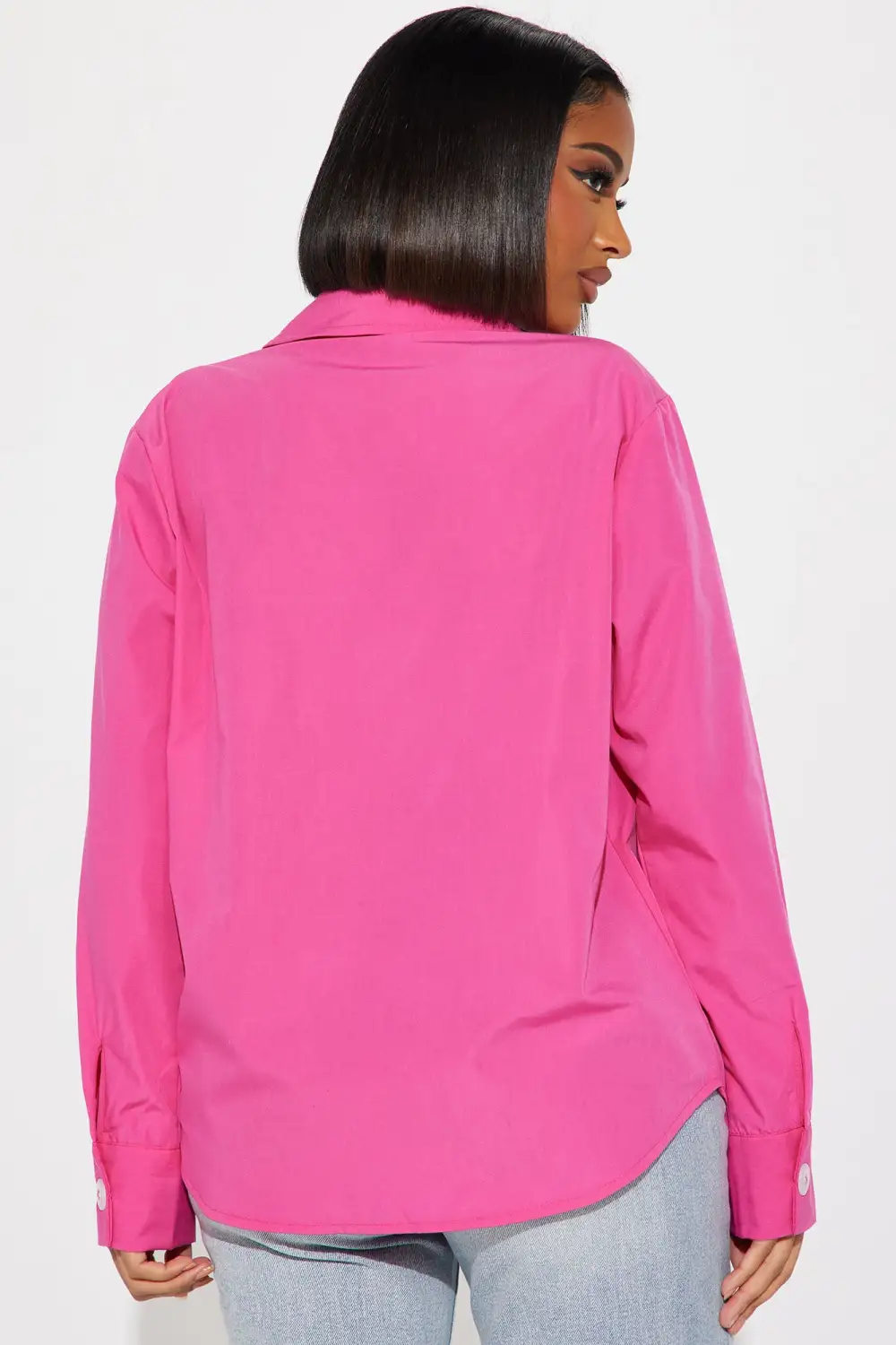 Manifesting Needs Poplin Shirt - Fuchsia