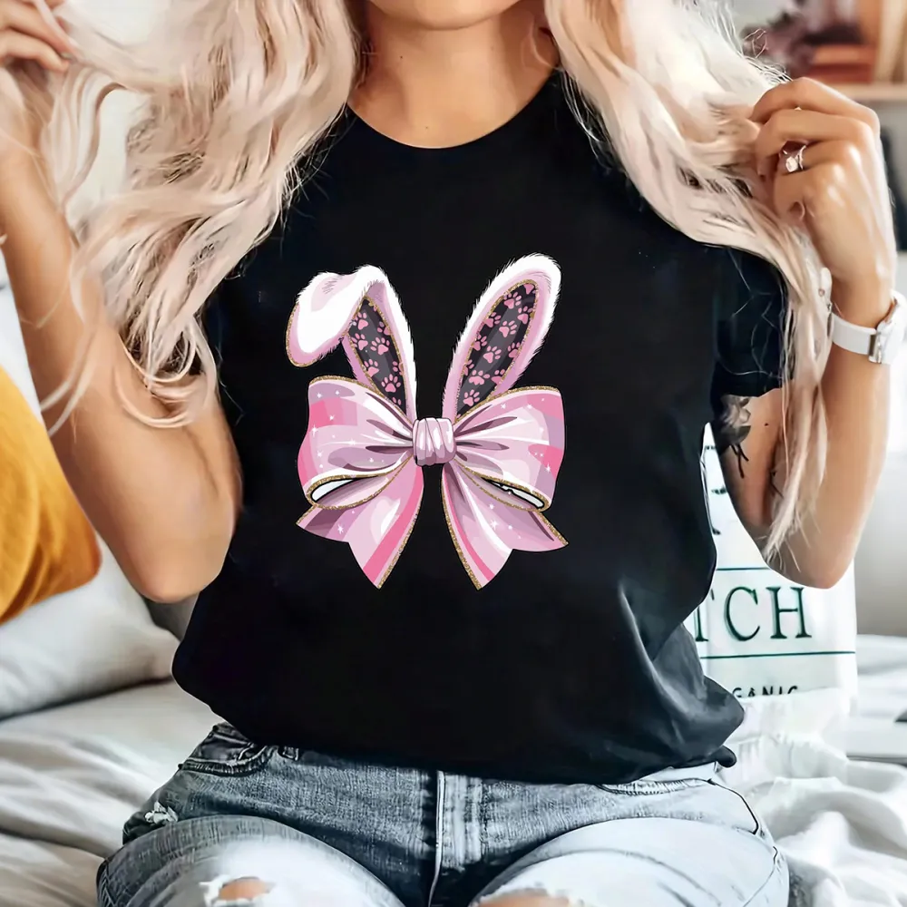 A Pink Bow With Bunny Ears, Casual T-Shirt