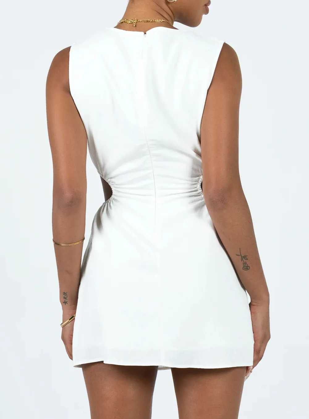 Sleeveless Green Waist Cinching Mini Dress