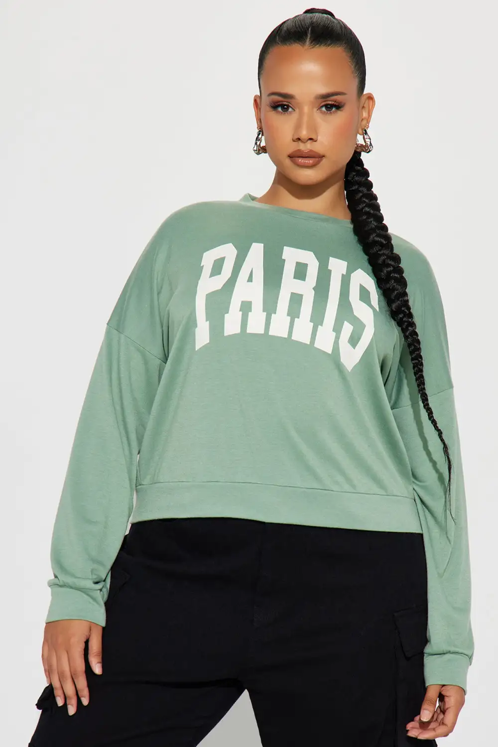 Flying To Paris Sweatshirt - Sage