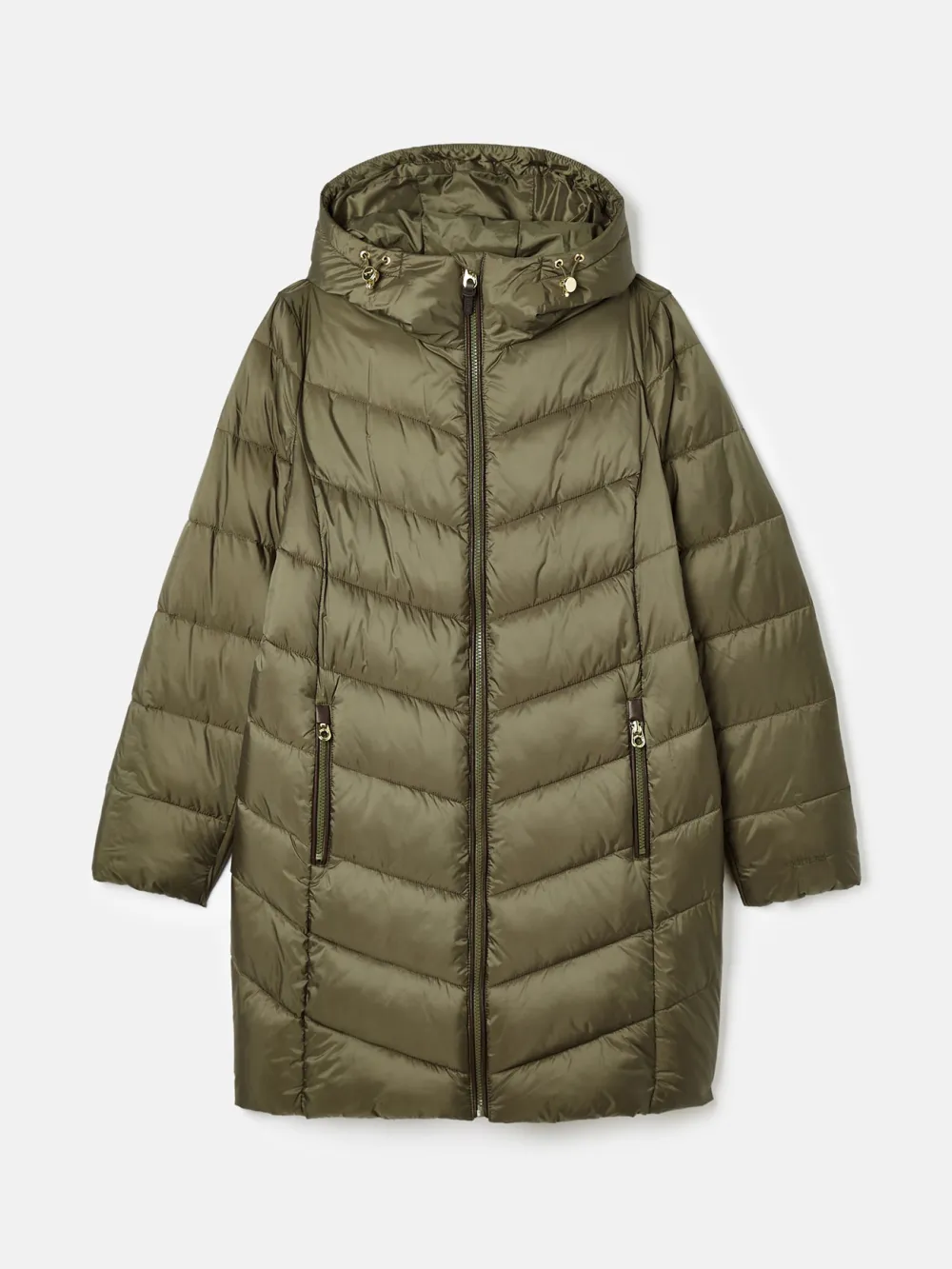 Mid Length Green Showerproof Padded Coat