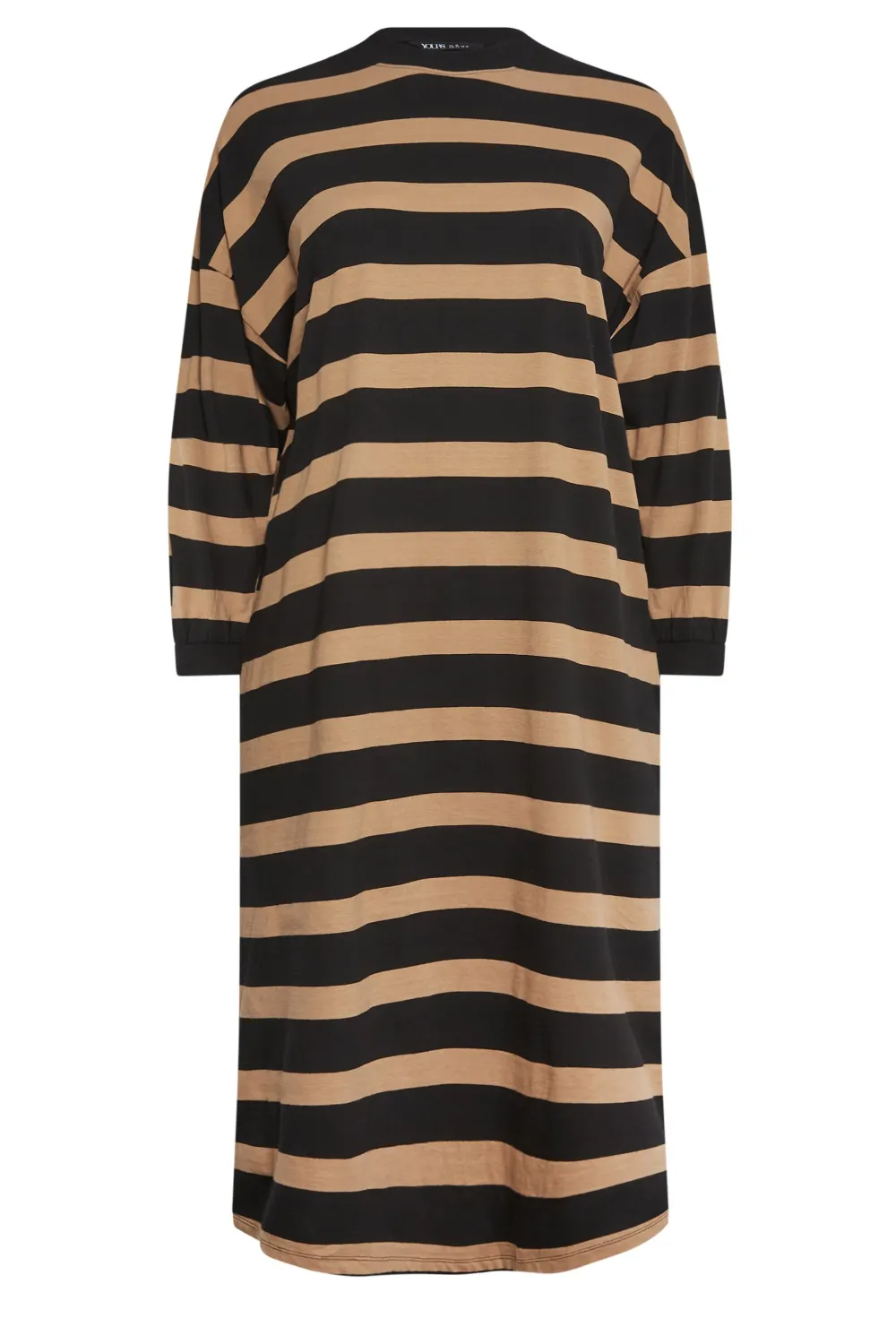 YOURS Curve Beige Brown Stripe Oversized T-Shirt Dress