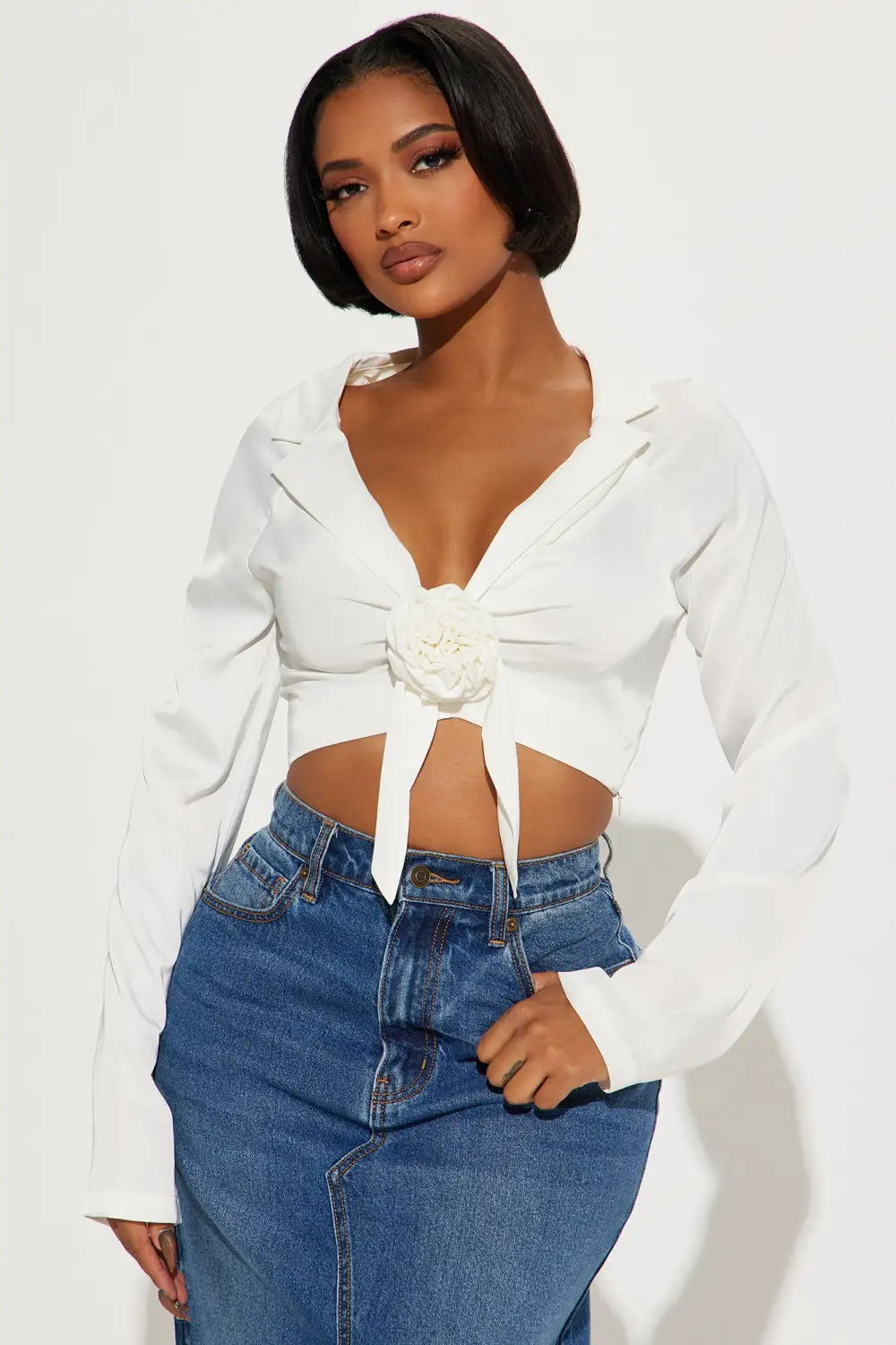 Park Picnic Satin Blouse Top - White