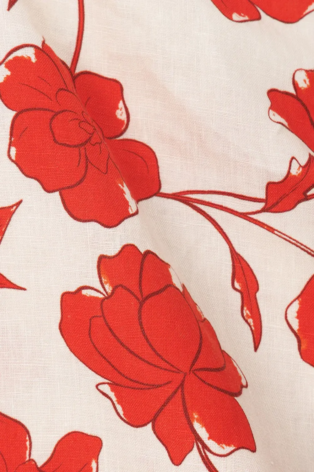 Floral Print Cotton & Linen Button Up Top