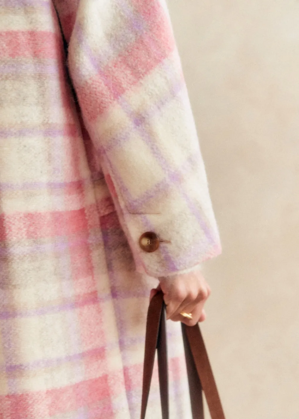 Loose Check Long Coat