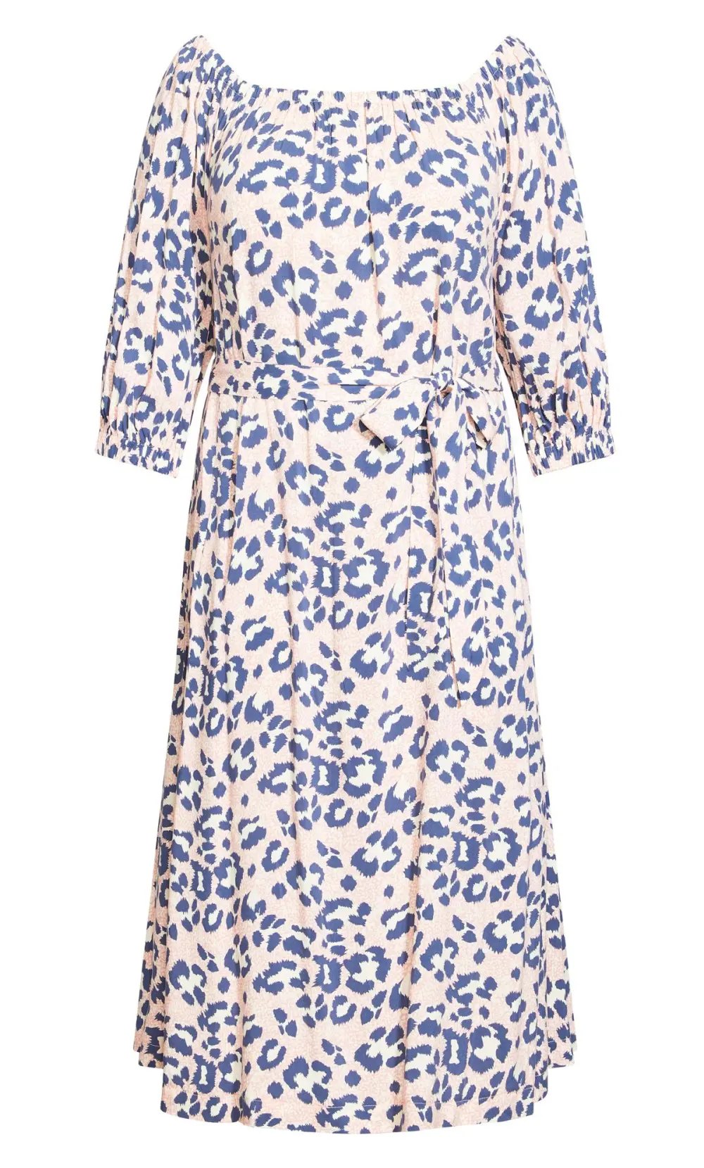 Evans Pink Animal Print Bardot Midi Dress