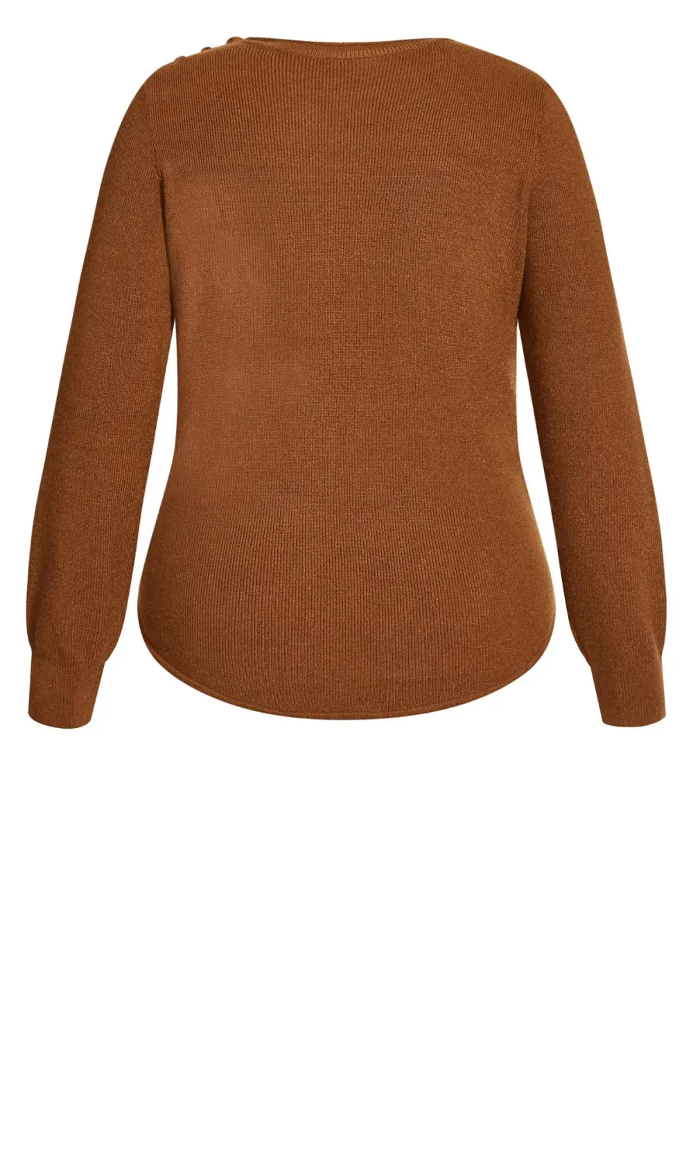 Evans Brown Tie Front Gold Button Jumper