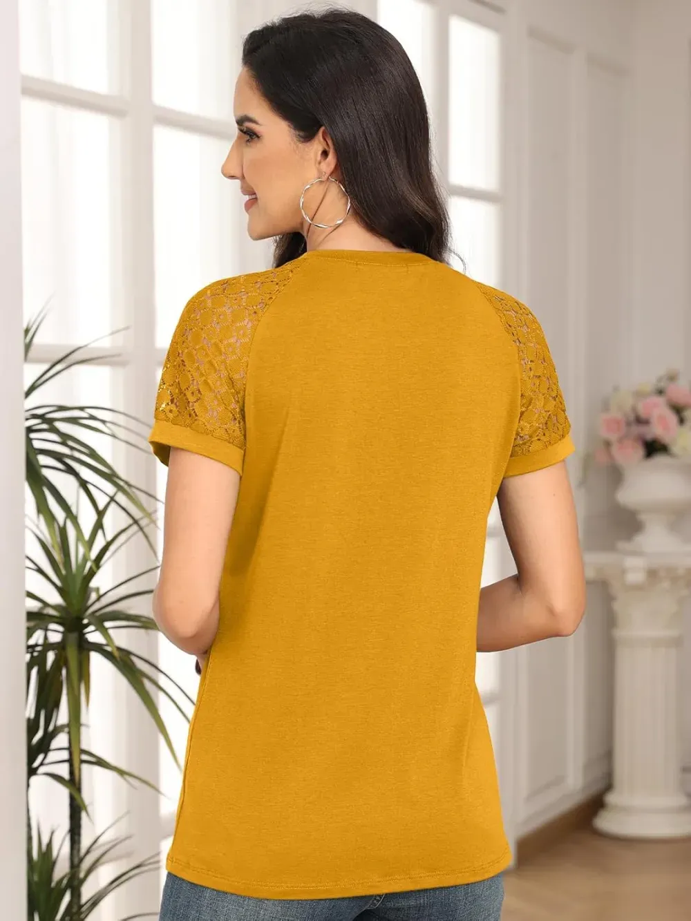 AUTOMET Womens Tshirts Trendy Fashion Tops Lace Short Sleeve Business Tee Shirts Casual Knitted Blouses Summer Outfits 2024