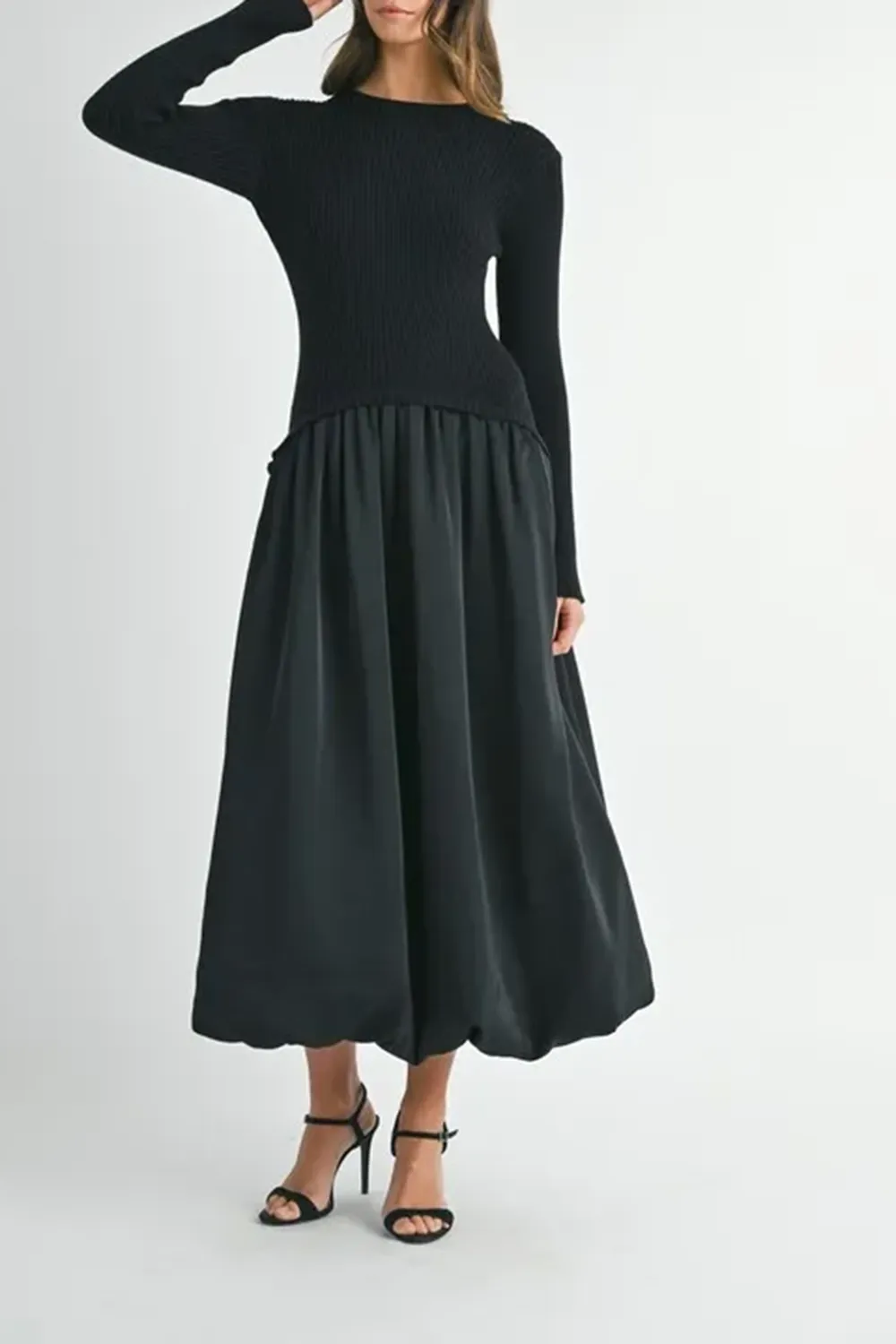 Minimalist Temperament Black Sweater Dress