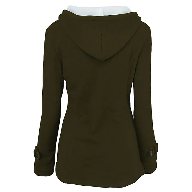 Women's Winter Coat Cropped Hooded Coat Thermal Warm Heated Jacket Fall Casual Street Jacket Long Sleeve with Pockets Black Army