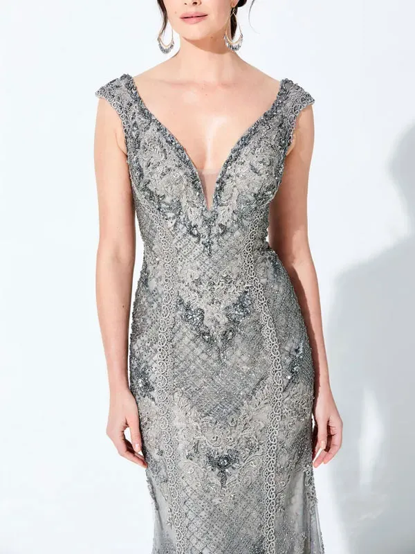 v-neck beaded exquisite temperament ladies dress