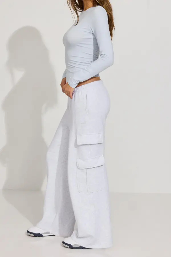 Soft Blue Long Sleeve Fitted T-Shirt