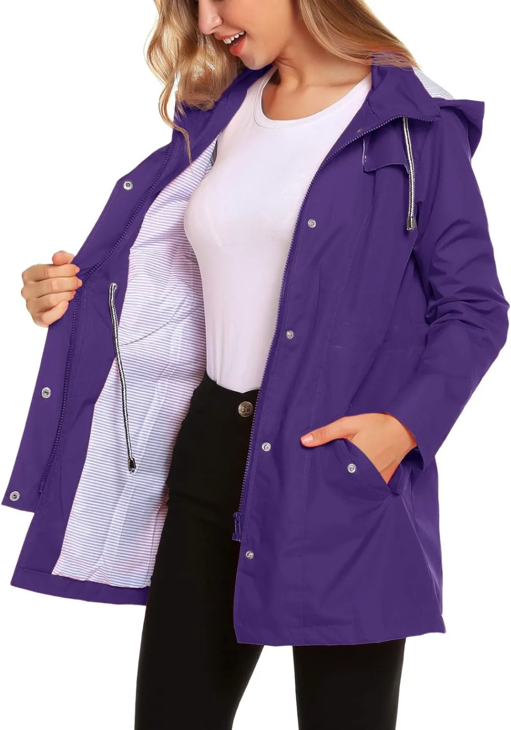 Womens Lightweight Hooded Waterproof Active Outdoor Rain Jacket S-XXL
