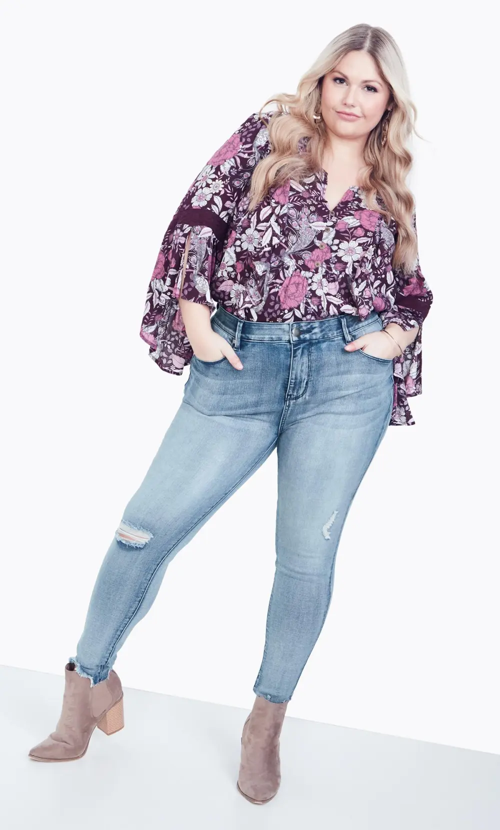 Evans Blue Light Wash Distressed Denim Skinny Jeans