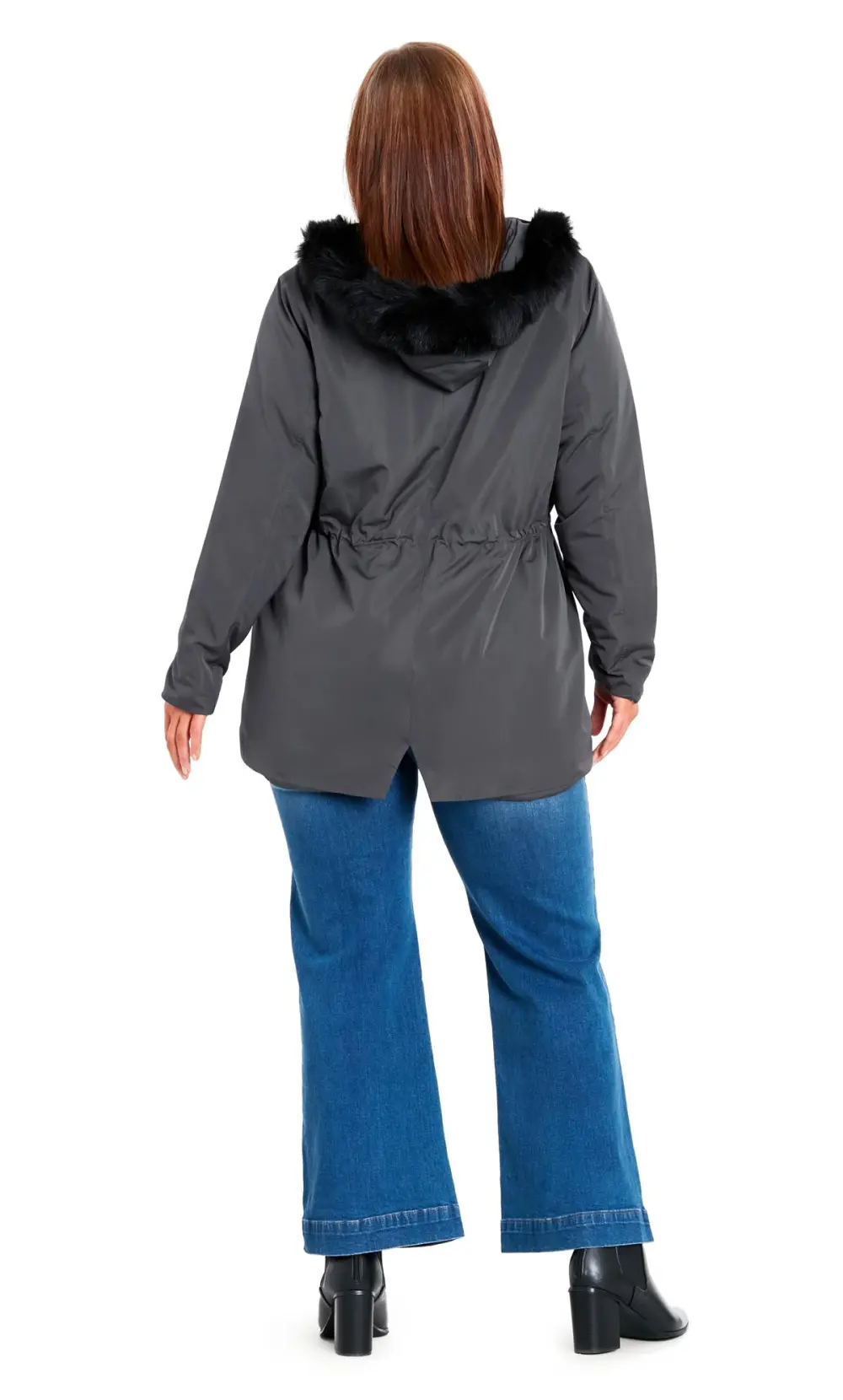 Evans Grey Faux Fur Hood Coat