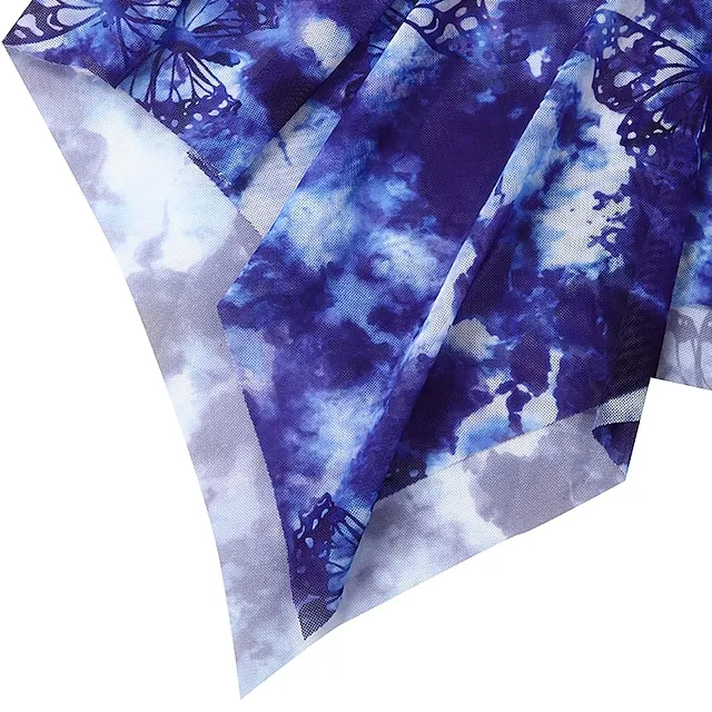 Women's Swimwear Tankini Swim Dress 2 Piece Plus Size Swimsuit Halter 2 Piece Modest Swimwear Push Up Open Back Floral Print Blue Halter V Wire Bathing Suits New Vacation Beach Wear