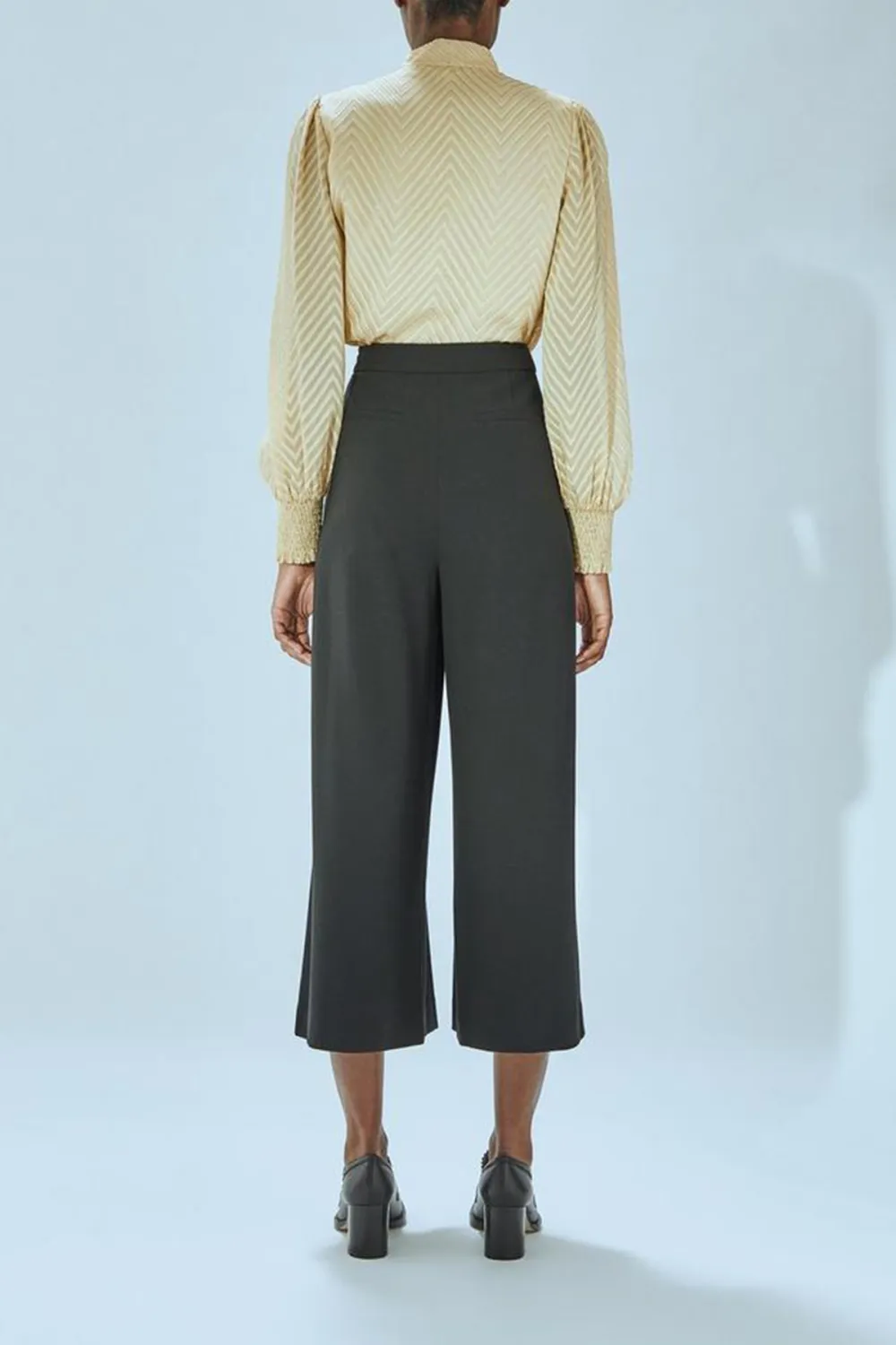 Dark Grey High Waist Split Hem Wide Leg Trousers