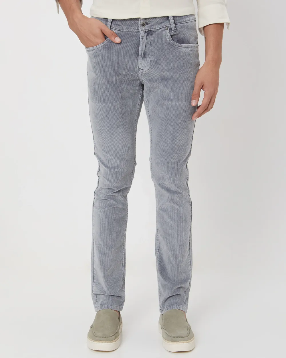 Classic Versatile Slim-Fit Straight-Leg Grey Trousers