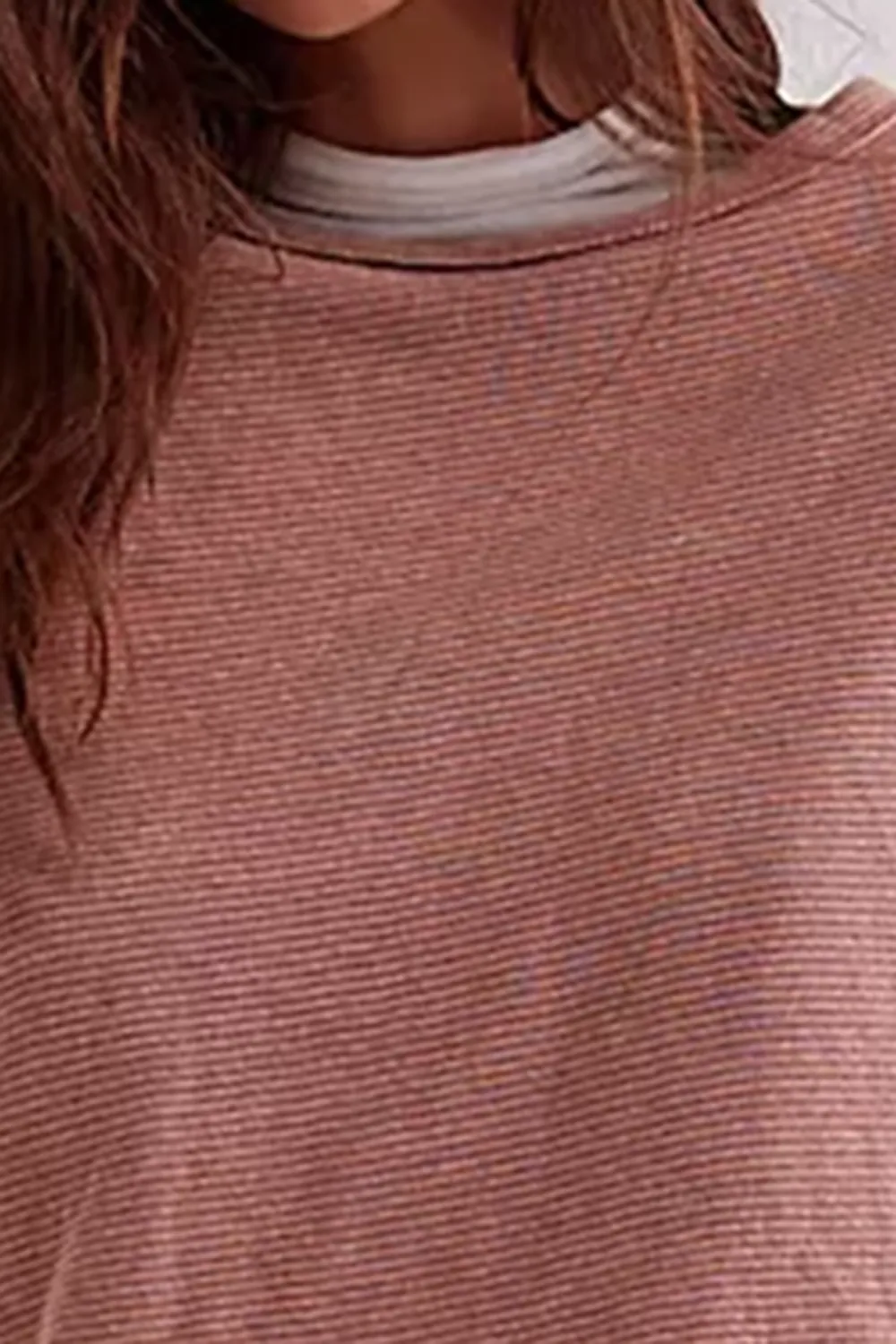 Ribbed Crew Neck Sweatshirt