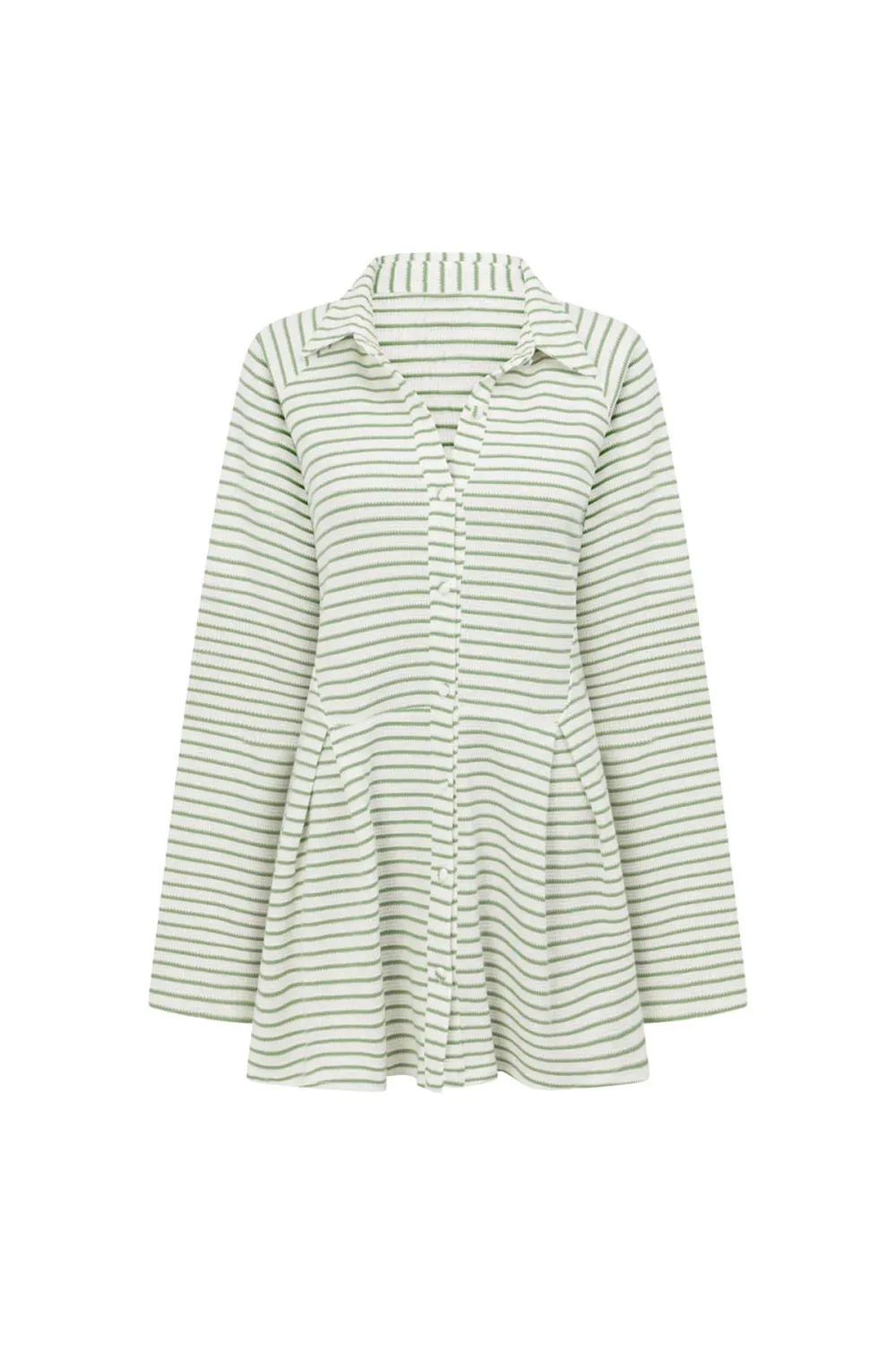 Striped Long Sleeve Button Up Mini Dress