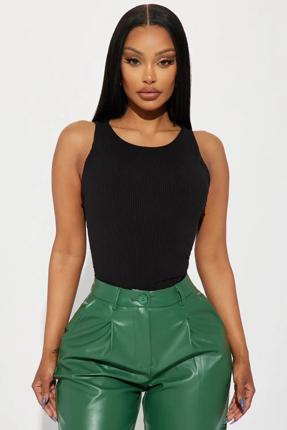 Out Of Sight Ribbed Bodysuit - Black