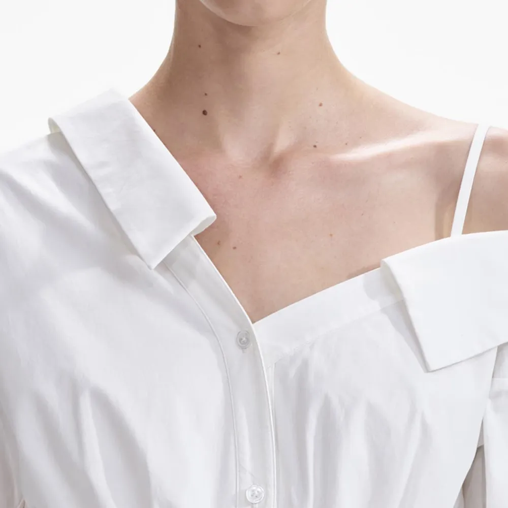 White Cotton Lace Hem Mini Dress