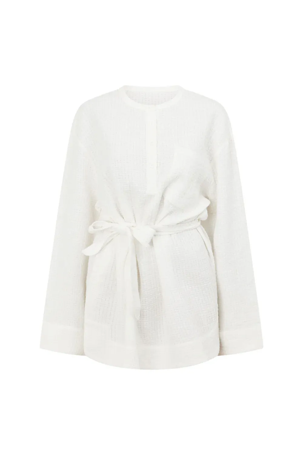 Long Sleeve Button Up Belted Mini Dress